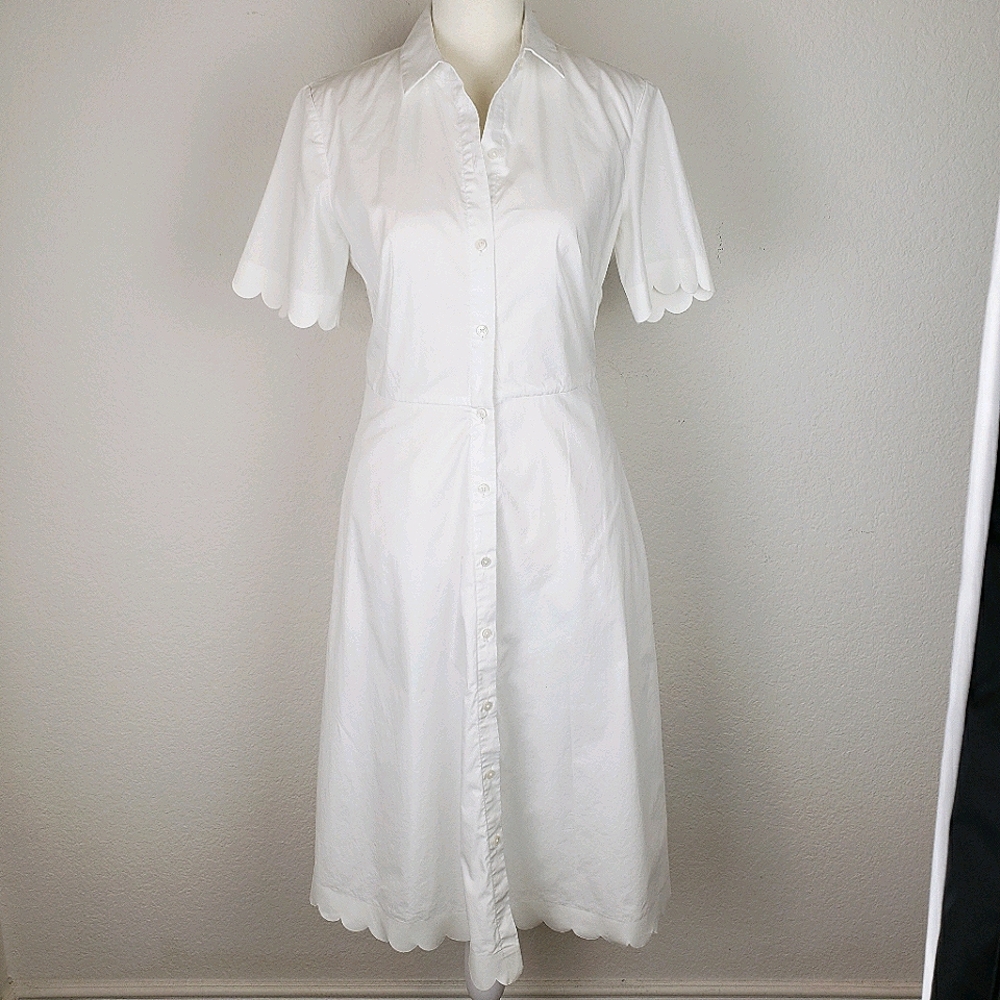 Banana Republic white blouse shirt dress scalloped